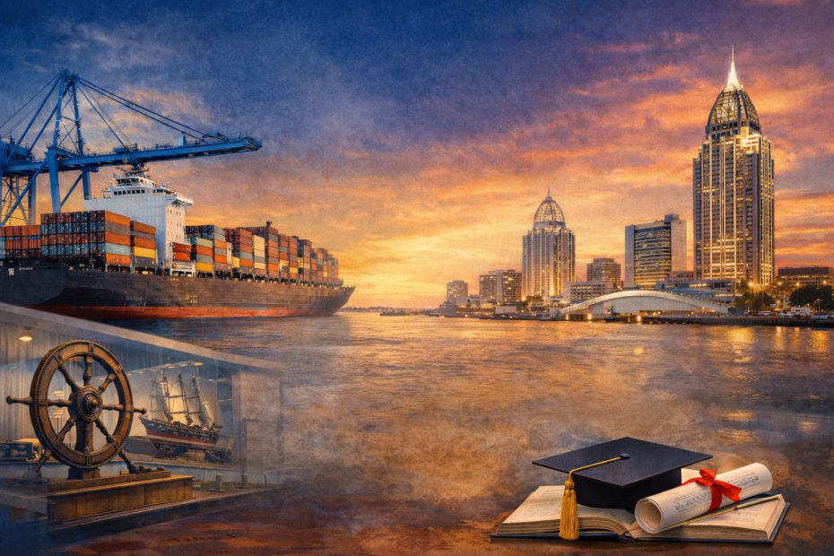 illustrative mural of mobile alabama